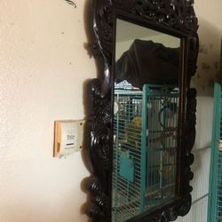 Antique solid wood mirror for sale cherry black