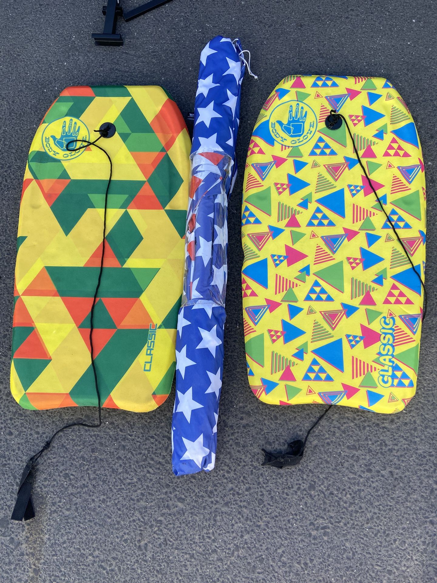 Two New Boogie Boards, And One Beach Umbrella
