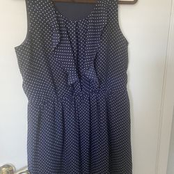 Navy With White Polka Dots Shift Dress