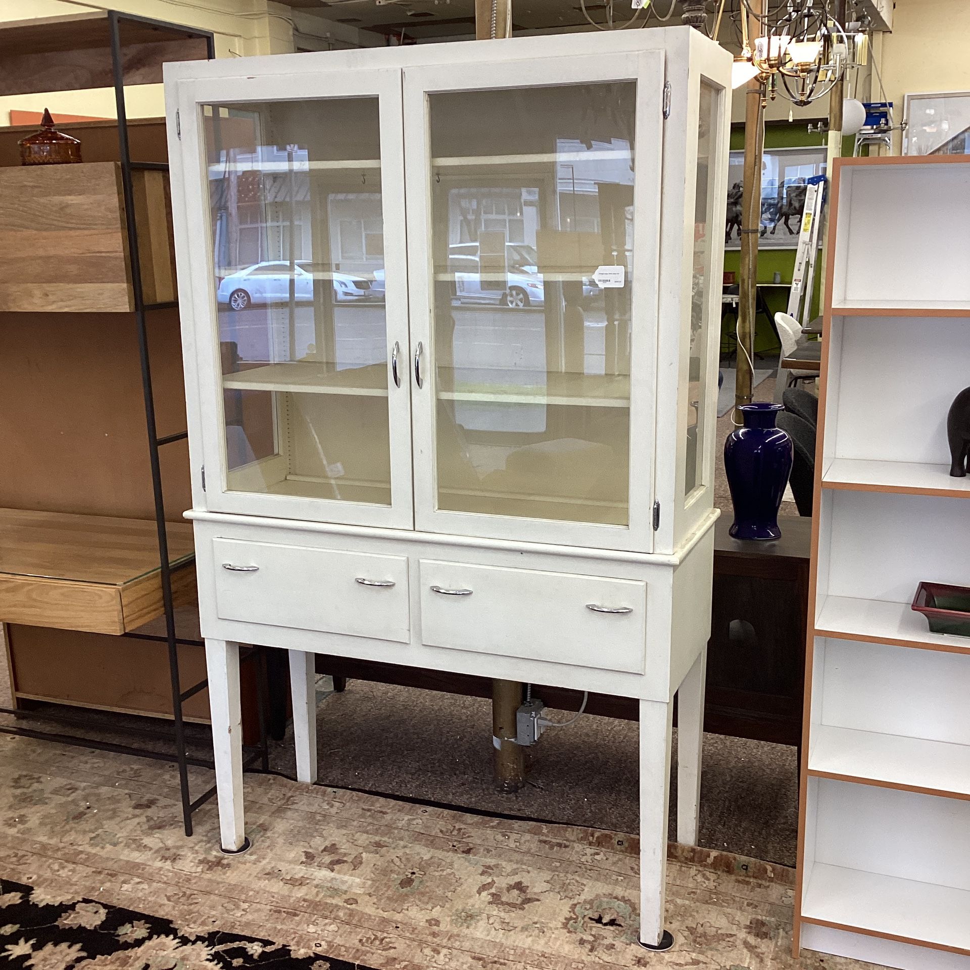 Vintage Large White Hutch
