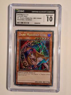 **2023 Yu-Gi-Oh! SBC1 1st Edition Secret Rare Dark Magician Girl #SBC1-ENA05 CGC 10 GEM MINT**