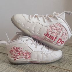Nike Little Posite One Shoes White Roses Just Do It Toddler Size 7C