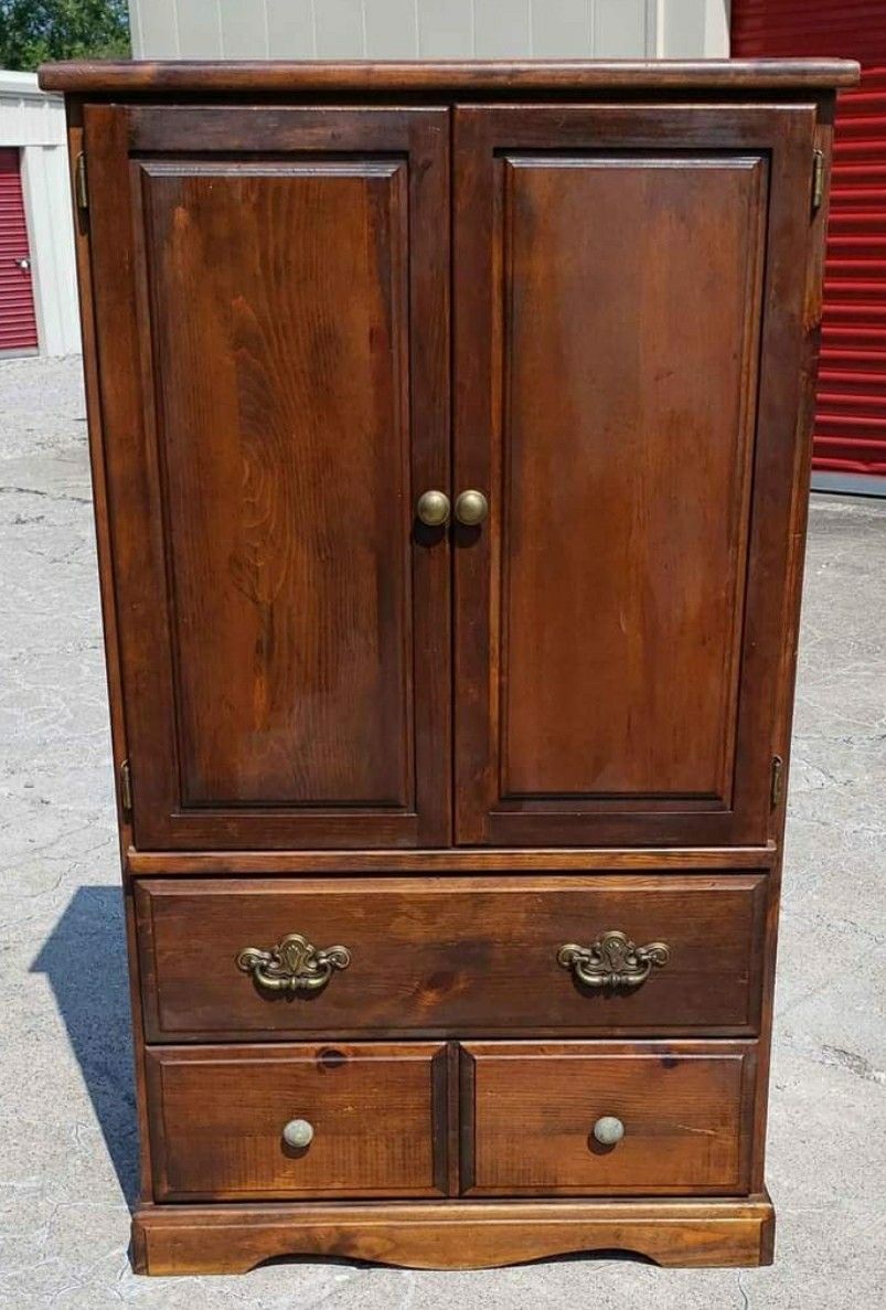 Vintage Wood Armoire Closet Dresser