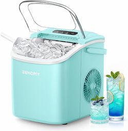 Countertop Ice Maker Machine with Handle, 26lbs Per Day, 9 Ice Cubes Ready in 6 Mins, Auto-Cleaning Portable Ice Maker with Basket and Scoop, for Home
