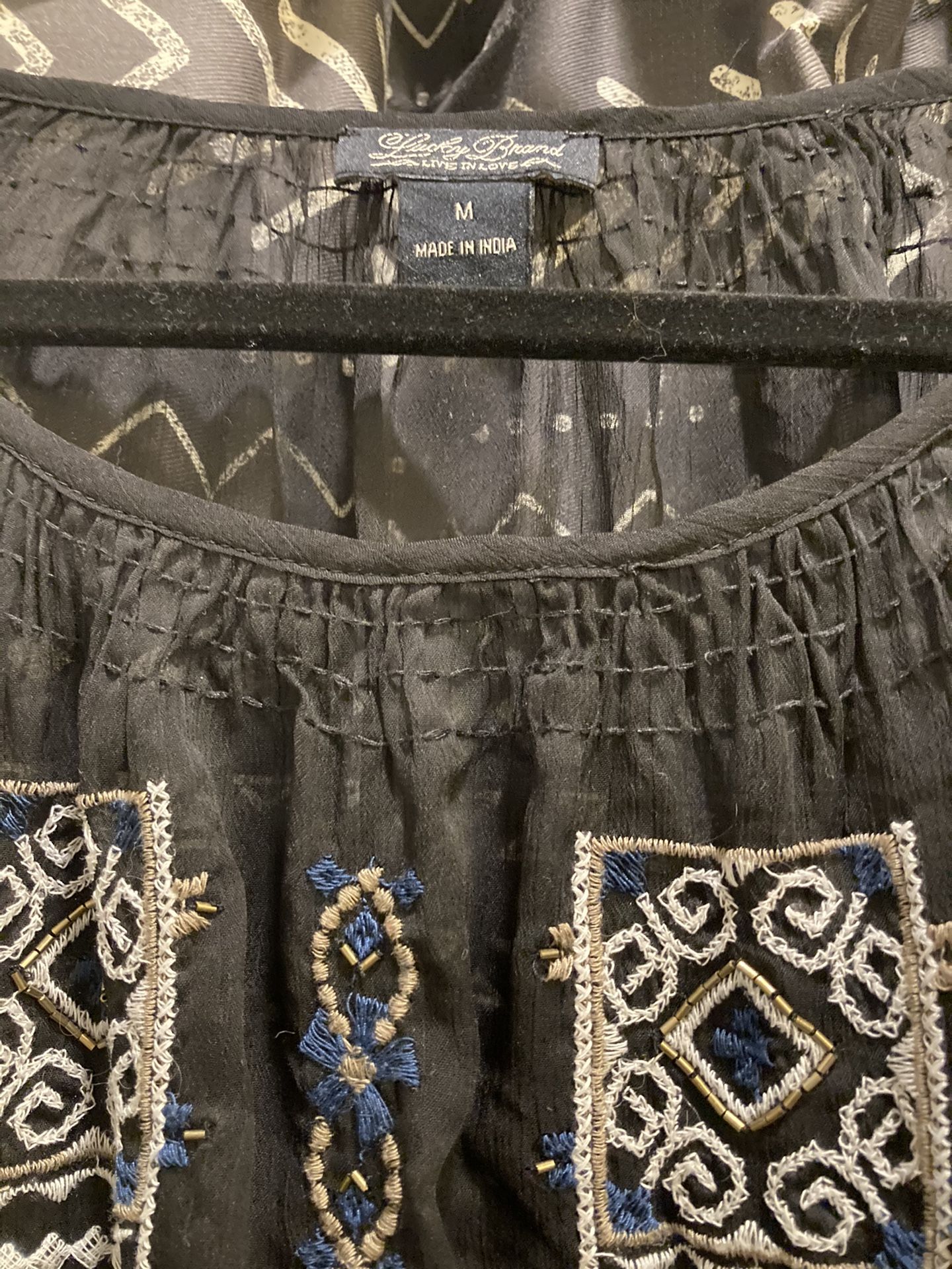 Lucky Brand Sheer Embroidered Top