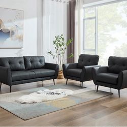 New 3 Piece Black Sofa Set - Pick Up Only