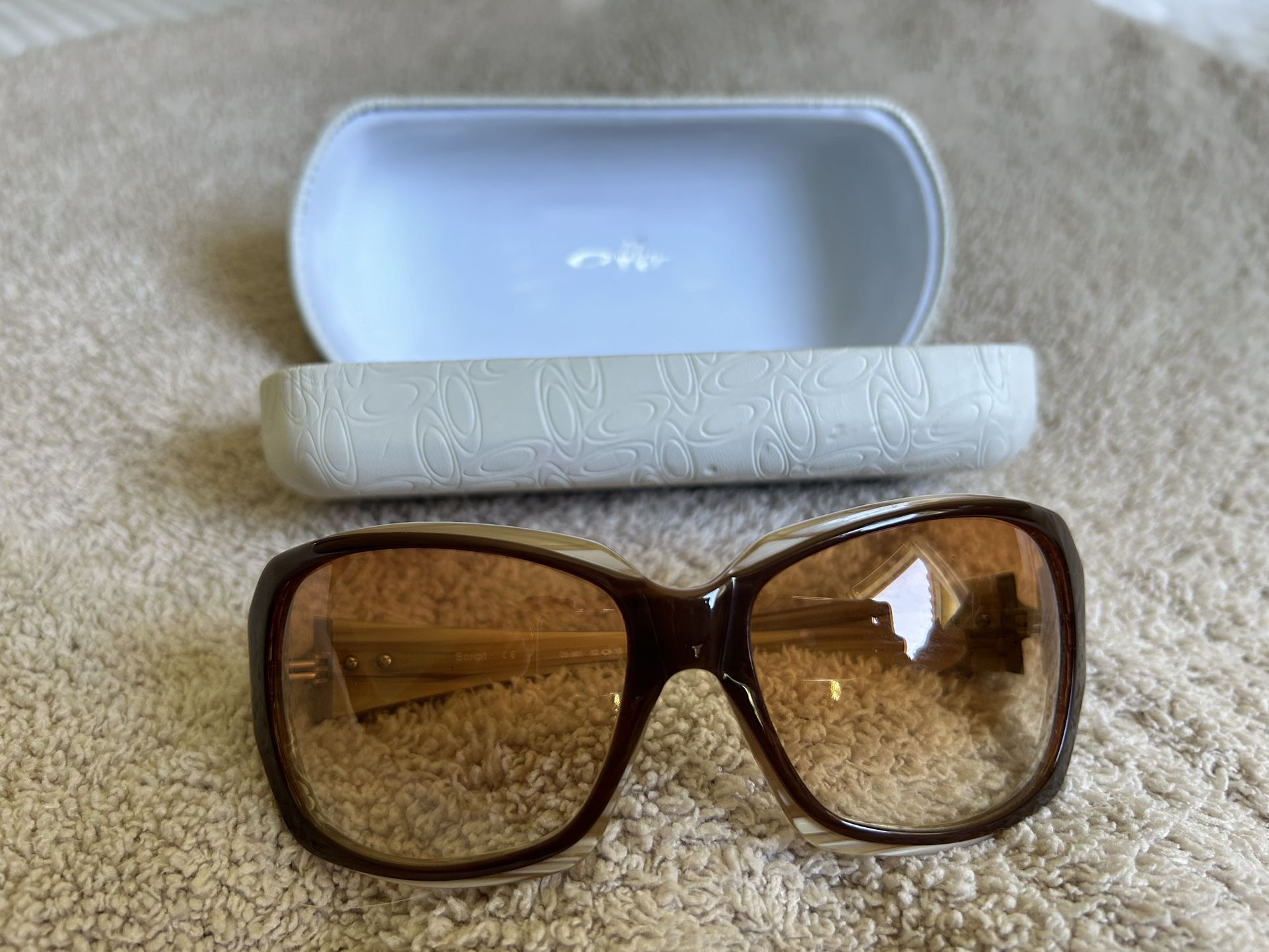 OAKLEY SCRIPT 05-961 Cappuccino Brown Plastic Rectangular Wrap Women Sunglasses