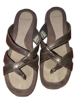 Merrell Sundial Cross Sport Strappy Sandals Black Leather Slip On Wedge Womens 7