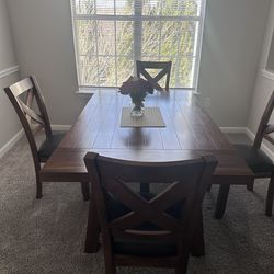 Solid Wood Dining Table Set with Extension