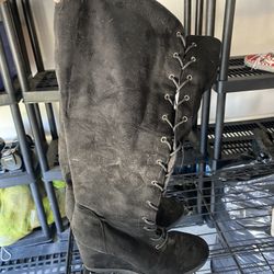 Tall Suede Wedge Boots 