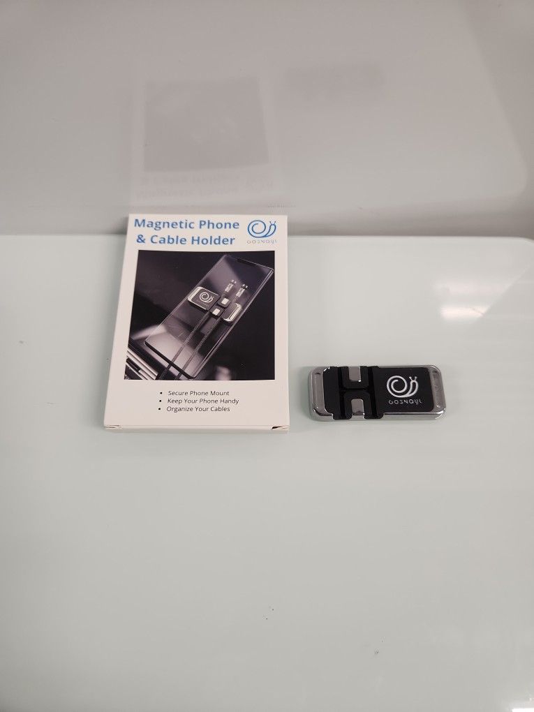 Magnetic Phone Holder With Cable Holder - Silver