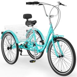 EOYOBIKE Adult Tricycles 7 Speed 20/24/26 inch Three Wheel Bike Cruiser Trike