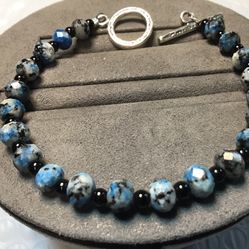 Sterling Azurite/Onyx Bracelet 