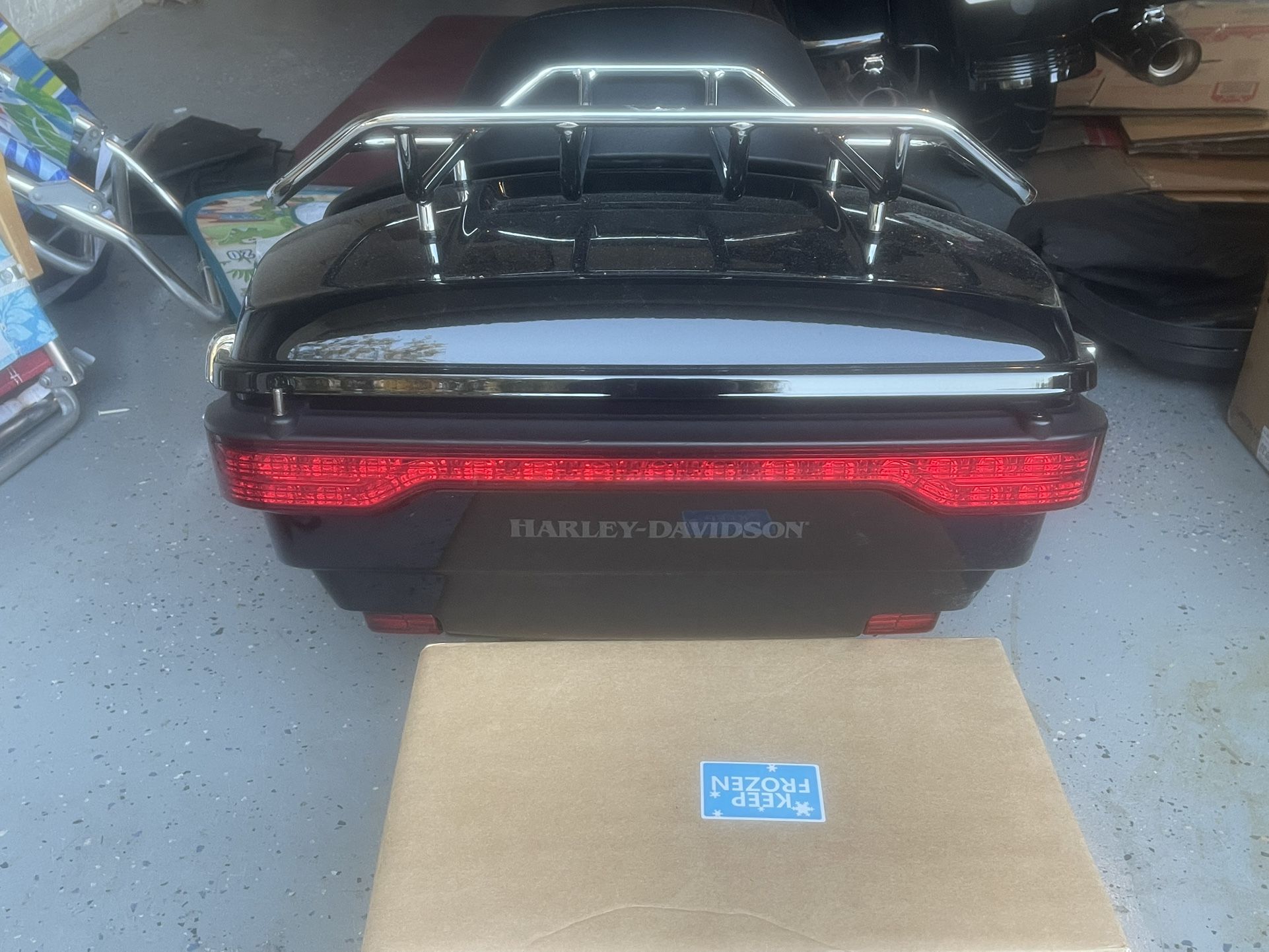 Harley Davidson Tour-Pak luggage carrier with passenger backrest