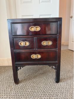 Henredon Asian-Inspired Nightstand / Accent Chest – Solid Wood