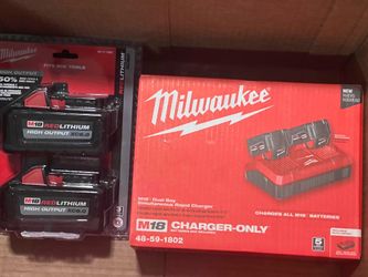 Milwaukee M18 XC6.0 Battery 2-Pack + Dual Bay Rapid Charger - New