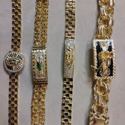 GOLPATED CZ BRASALET ,CHAPA DE ORO CONNPEDRERIA