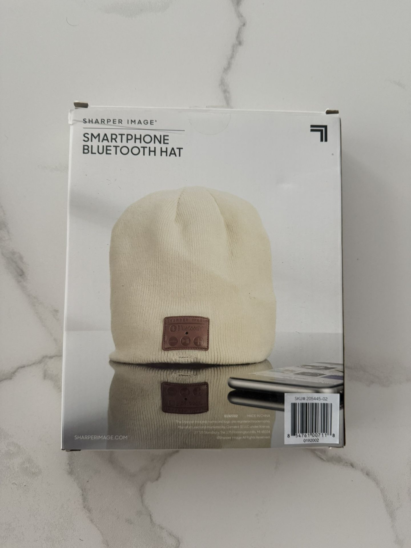 Sharper Image White Smartphone Bluetooth Hat
