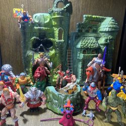 Original 80’s Mattel Masters Of The Universe He-Man & Good Guys (Galactic Guardians) (14 figures, 3 Vehicles/Animals & Castle Greyskull w/ Point Dread