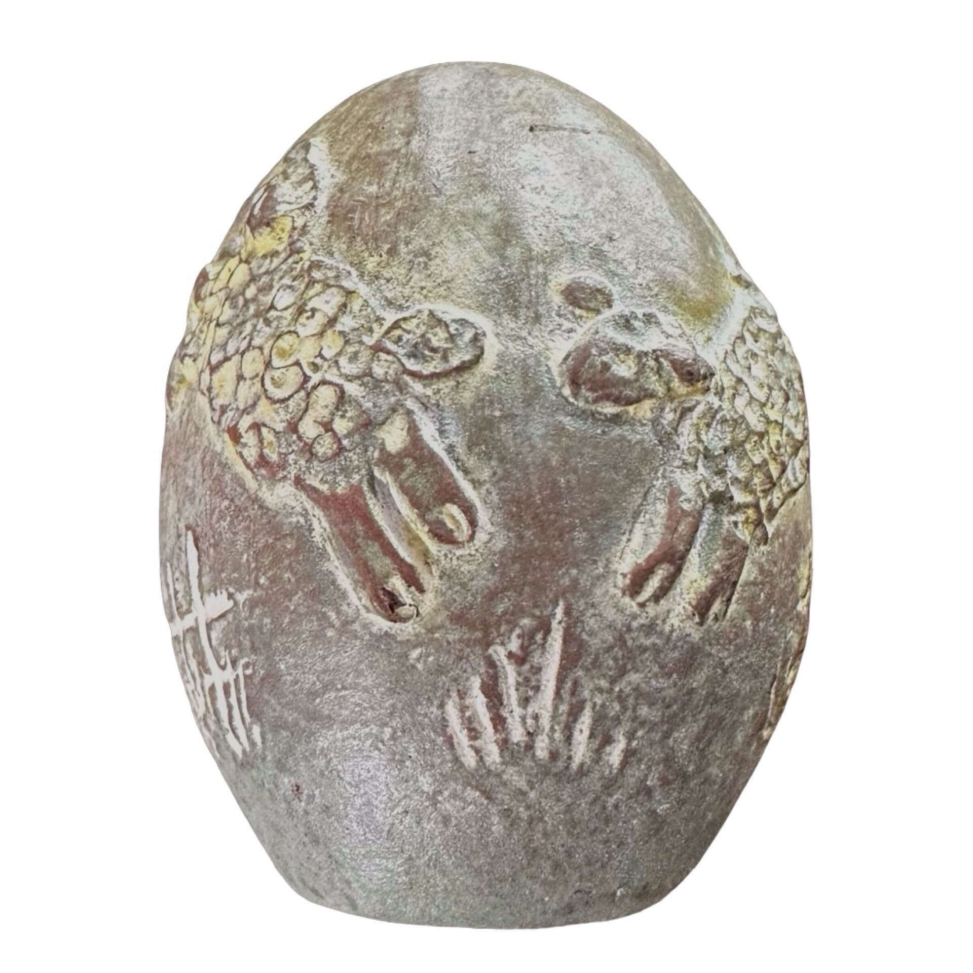 ISABEL BLOOM Vintage Sheep Lamb Egg Concrete Sculpture 1996 Easter Spring