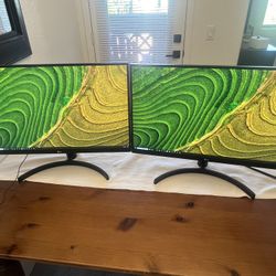 Pair of LG 27 Inch Height Adjustable Monitors - 1440p 75 Hz - 27QN600 - Add Mount for $20