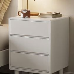 Tall Nightstand White Night Stand with 3 Drawers Mid Century Modern Nightstand with Storage,Solid Wood Night Stand,Small Bedside Table for Bedroom,Liv
