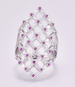 Ruby & Amethyst 100% Solid 925 Sterling Silver Ring