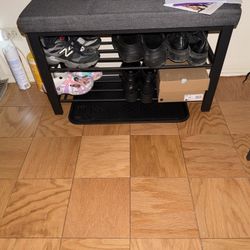 Shoe Rack Bench with 2 Shelves