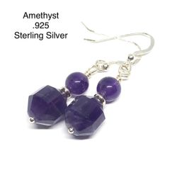 Amethyst Genuine Stone .925 Sterling Silver Earrings