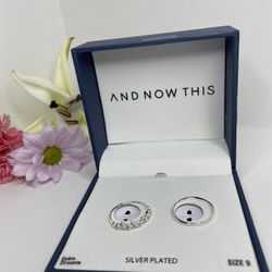 And Now This Silver Plated Cubic Zirconia Womens Ring Set Size 9