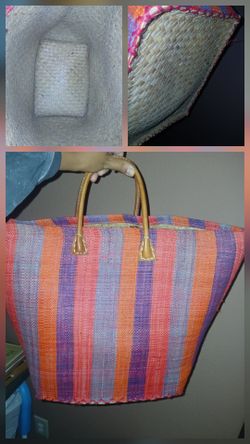 Straw tote bag beach bag