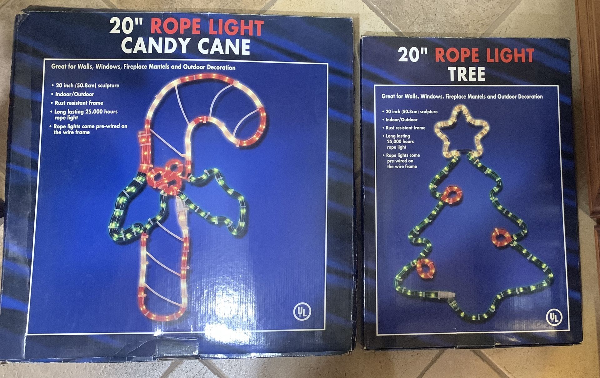 Christmas/holiday rope light decorations, $10 each