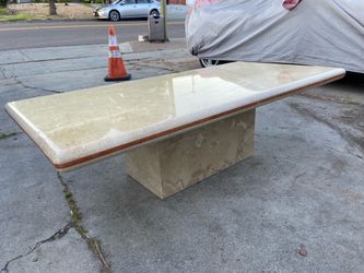 Vintage Mid Century Modern Italian Travertine Polished Marble Coffee Table