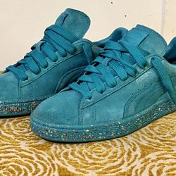 PUMA suede classic dark turquoise confetti sole size 6