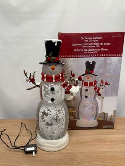 Snowman Lantern with LED Lights