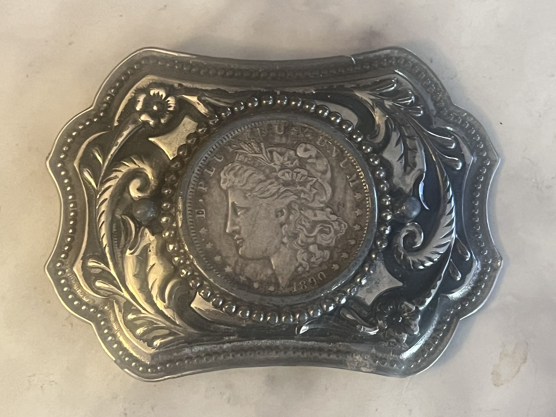 1890 Morgan Silver Dollar Belt Buckle