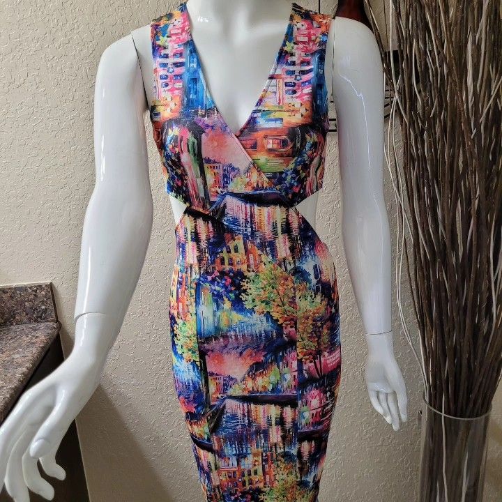 Multi Colored One Piece Midi Dress