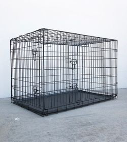 (NEW) $75 XL 48-Inch Dog Crate Kennel Pet Cage With Plastic Tray, Size 48x29x32 Inches