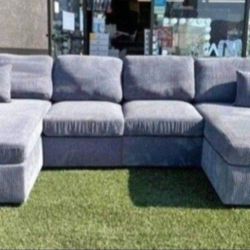 ✅️✅️4 pc  corduroy fabric sectional sofa with double chaise ✅️✅️