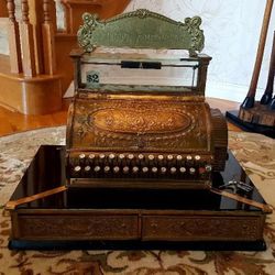 Amount Purchased 2 Drawer Bar Cash Register Professional Bronze Beautiful!