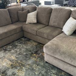 O'phannon Beige Fabric U Shaped Sectional Couch With Double Chaise 