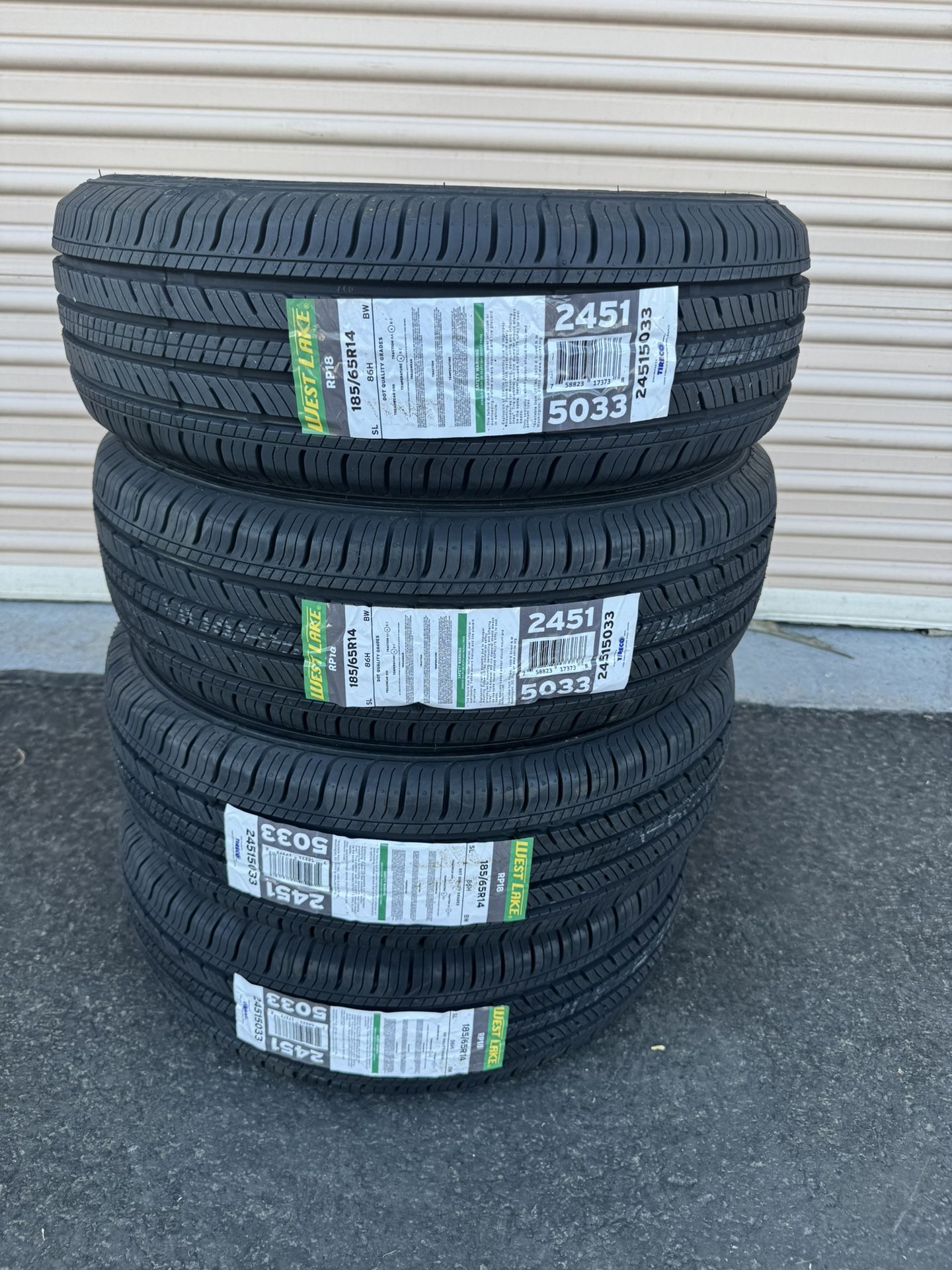 NEW 185/65R14 TIRE SET $250 INCLUDES FREE MOUNT AND BALANCE