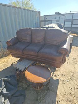 Leather couch and table
