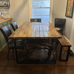 Custom Dining Table With Chairs And Bench 