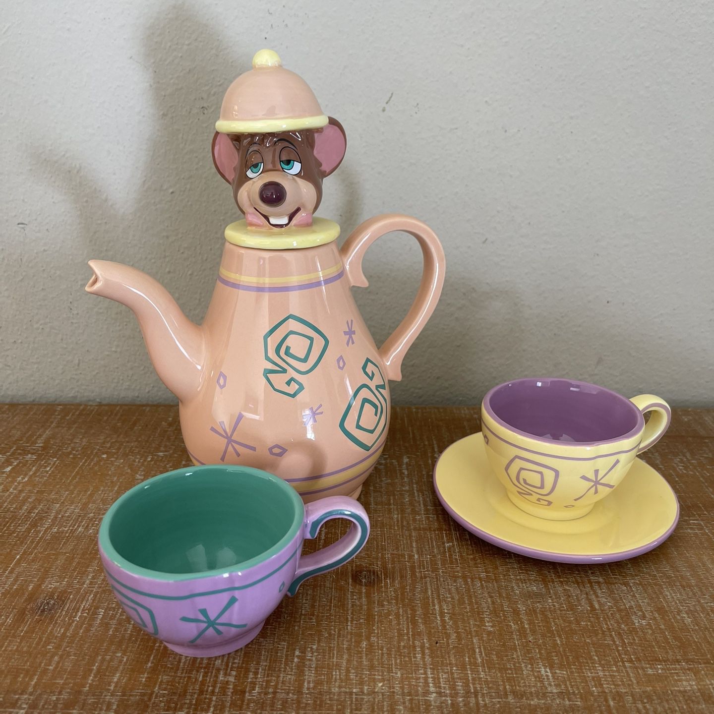 DISNEY DORMOUSE TEA SET Alice in Wonderland - TEA POT + 2 CUPS
