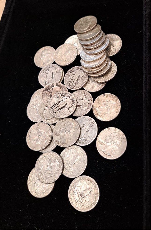 34 TOTAL MIXED 90% SILVER QUARTERS**1928 THRU 1964** π―% FIRM !!
