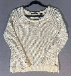 Maison Scotch Open Knit Mesh Sweater Small Cream Ivory Scoop Neck Raglan S Read