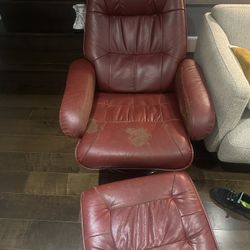 Red Recliner Chair With Ottoman – $40