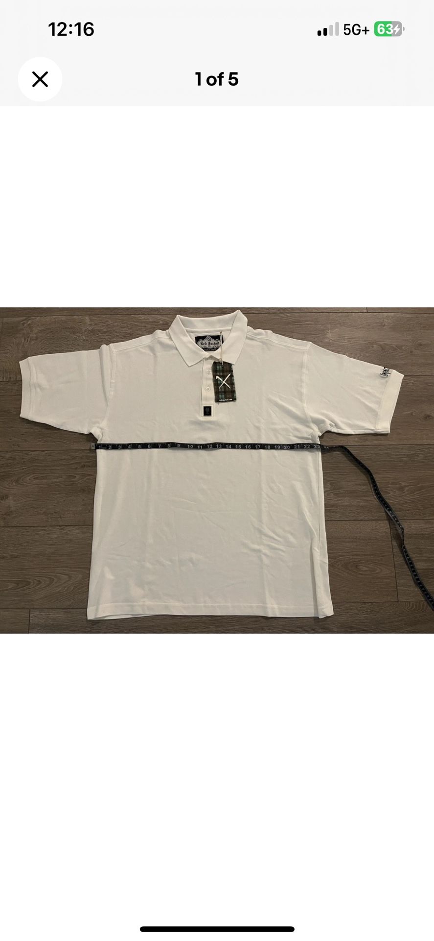 NWT New Men’s Red Jacket Golf Polo Shirt White Size 4 Large 100% Cotton Impact