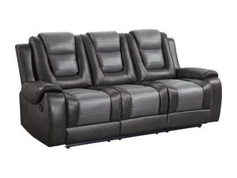 Briscoe Two-Tone Manual Double Reclining Sofa with Center Drop-Down Cup Holders